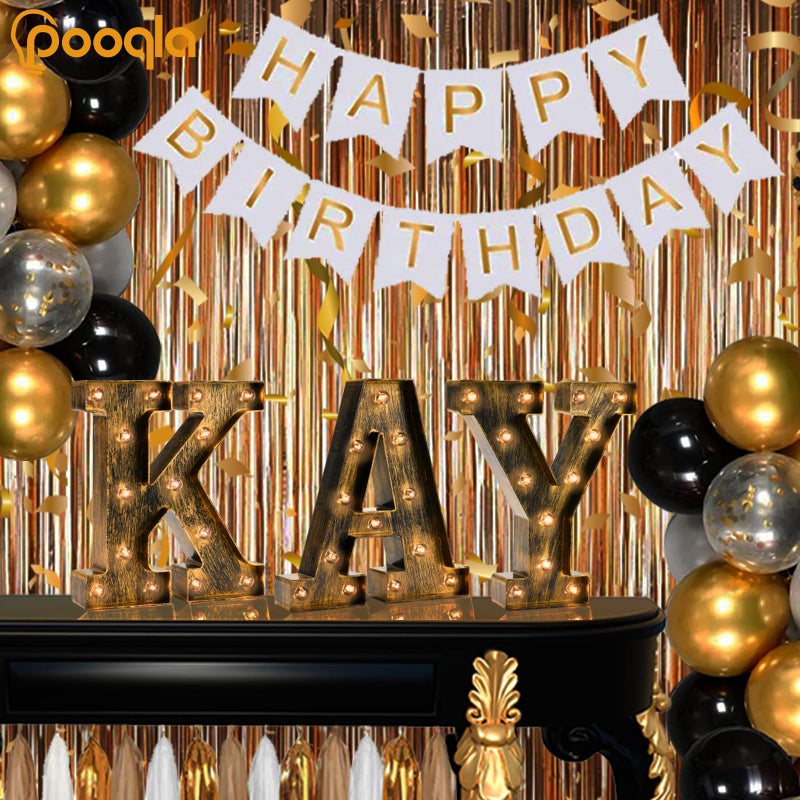 Pooqla Vintage Light Up Marquee Letters with Lights Illuminated Industrial Style Lighted Alphabet Letter Signs Coffee Bar Apartment Bedroom Wall Home Initials Decor - Image 2